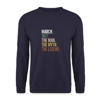Mars 1977 L’homme Le mythe La légende - Sweat-shirt Unisexe - marine - Devant - Alina (178cm) & Michal (187cm)