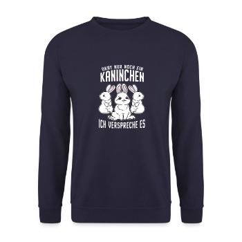 Kaninchen Nur noch ein Kaninchen versprochen - Unisex Pullover - Navy - Vorne - Alina (178cm) & Michal (187cm)