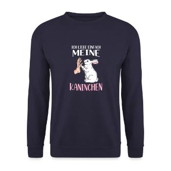Kaninchen Ich liebe einfach meine Kaninchen - Unisex Pullover - Navy - Vorne - Alina (178cm) & Michal (187cm)