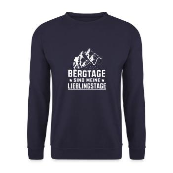 Wandern Bergtage sind meine Lieblingstage Alpen - Unisex Pullover - Navy - Vorne - Alina (178cm) & Michal (187cm)