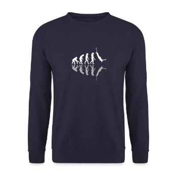 Évolution humaine Drôle de saut à l’élastique - Sweat-shirt Unisexe - marine - Devant - Alina (178cm) & Michal (187cm)