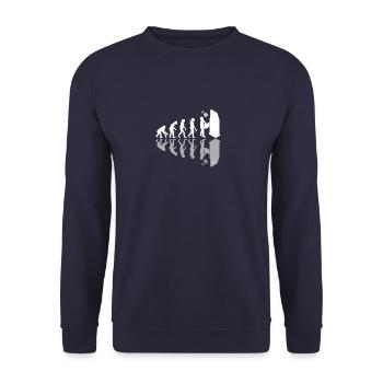 CNC Machine Operator Human Evolution Machinist - Unisex Sweatshirt - navy - Front - Alina (178cm) & Michal (187cm)