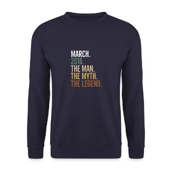 Mars 2016 L’homme Le mythe La légende - Sweat-shirt Unisexe - marine - Devant - Alina (178cm) & Michal (187cm)