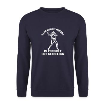 Footballfan Footballtrainer American Football - Unisex Pullover - Navy - Vorne - Alina (178cm) & Michal (187cm)