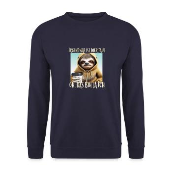 Irgendetwas ist hier faul Oh das bin ja ich - Unisex Pullover - Navy - Vorne - Alina (178cm) & Michal (187cm)