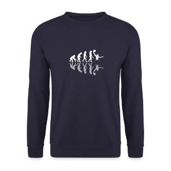 Human Evolution Water Polo Player Sports Lover - Unisex Sweatshirt - navy - Front - Alina (178cm) & Michal (187cm)