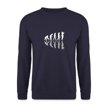 Human Evolution Wine Tasting Drinking Lover - Unisex Pullover - Navy - Vorne - Alina (178cm) & Michal (187cm)