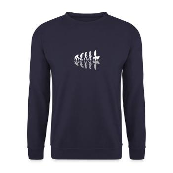 Human Evolution Dog Dad Pet Owner Doggy Lover - Unisex Pullover - Navy - Vorne - Alina (178cm) & Michal (187cm)