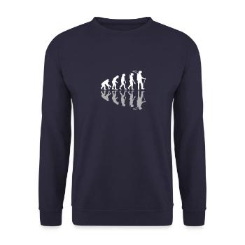 Human Evolution Farmer Farming Farm Lover - Unisex Sweatshirt - navy - Front - Alina (178cm) & Michal (187cm)