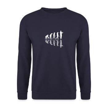 Human Evolution Flutist Musician Flute Player - Unisex Sweatshirt - navy - Front - Alina (178cm) & Michal (187cm)