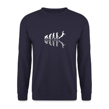 Human Evolution Frisbee Player Disc Sport Lover - Unisex Sweatshirt - navy - Front - Alina (178cm) & Michal (187cm)