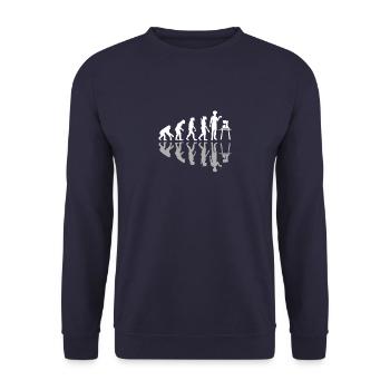 Human Evolution Home Brewing Coffeemaker Barista - Unisex Sweatshirt - navy - Front - Alina (178cm) & Michal (187cm)