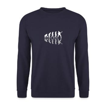 Guitarist Human Evolution Musician Guitar Player - Unisex Pullover - Navy - Vorne - Alina (178cm) & Michal (187cm)
