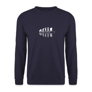 Human Evolution Ice Hockey Player Goalie Stick - Unisex Sweatshirt - navy - Front - Alina (178cm) & Michal (187cm)