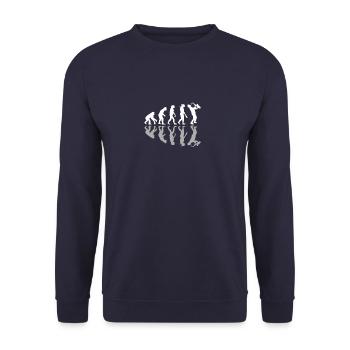 Saxophonist Human Evolution Saxophone Musician - Unisex Pullover - Navy - Vorne - Alina (178cm) & Michal (187cm)