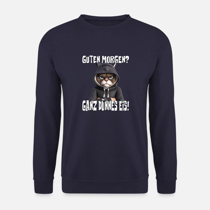 Guten Morgen Ganz dünnes Eis Kaffee Spruch Lustige - Unisex Pullover - Navy