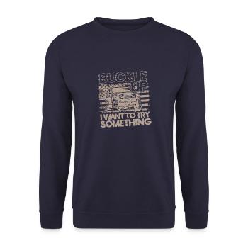Monster Truck Racer Off Road Racing Lifestyle Gesc - Unisex Sweatshirt - navy - Front - Alina (178cm) & Michal (187cm)