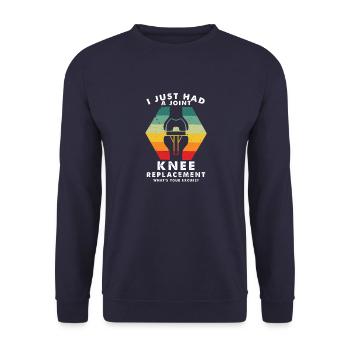 Physiotherapist for survivors of Knieoperatio - Unisex Sweatshirt - navy - Front - Alina (178cm) & Michal (187cm)