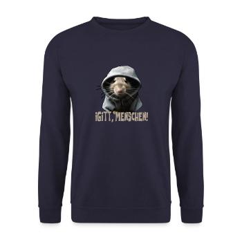 Igitt Menschen Ratte Lustiges Spruch Statement Sar - Unisex Pullover - Navy - Vorne - Alina (178cm) & Michal (187cm)