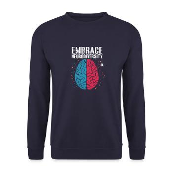 Embrace Neurodiversity - Embrace ADHD Autism ASD - Unisex Sweatshirt - navy - Front - Alina (178cm) & Michal (187cm)