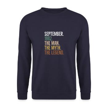 September 1982 The Man The Myth The Legend - Unisex Sweatshirt - navy - Front - Alina (178cm) & Michal (187cm)