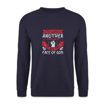 AIMER UNE AUTRE PERSONNE, C’EST VOIR LE VISAGE DE DIEU - Sweat-shirt Unisexe - marine - Devant - Alina (178cm) & Michal (187cm)