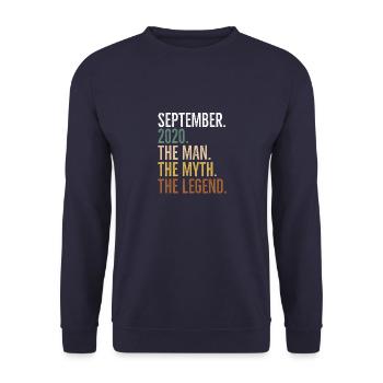 September 2020 The Man The Myth The Legend - Unisex Sweatshirt - navy - Front - Alina (178cm) & Michal (187cm)