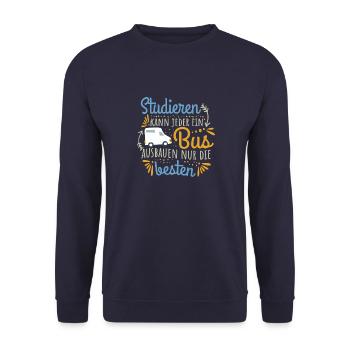 Camping Studieren kann jeder Busausbau Camper - Unisex Pullover - Navy - Vorne - Alina (178cm) & Michal (187cm)