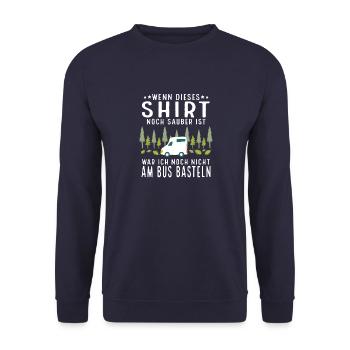 Camping Natur Road Trip Wohnmobil Busausbau - Unisex Pullover - Navy - Vorne - Alina (178cm) & Michal (187cm)