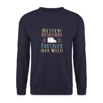Camping Natur Road Trip Wohnmobil Busausbau - Unisex Pullover - Navy - Vorne - Alina (178cm) & Michal (187cm)
