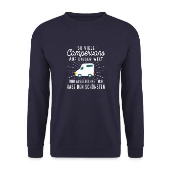 Camping Natur Road Trip Wohnmobil Busausbau - Unisex Pullover - Navy - Vorne - Alina (178cm) & Michal (187cm)