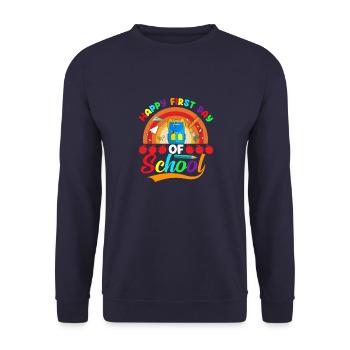 School Tshirt First Day of School - Unisex Pullover - Navy - Vorne - Alina (178cm) & Michal (187cm)