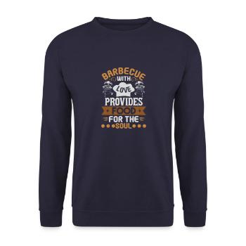 LE BARBECUE AVEC AMOUR DONNE À MANGER POUR L’ÂME - Sweat-shirt Unisexe - marine - Devant - Alina (178cm) & Michal (187cm)