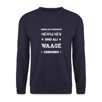 Waage Sternzeichen Geschenk - Unisex Pullover - Navy - Vorne - Alina (178cm) & Michal (187cm)