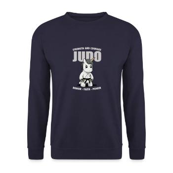 Judo Honor Unicorn - Moderne japanische - Unisex Pullover - Navy - Vorne - Alina (178cm) & Michal (187cm)