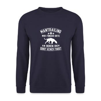 Spürhund Personensuchhund Mantrailing - Unisex Pullover - Navy - Vorne - Alina (178cm) & Michal (187cm)