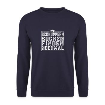 Schnuppern Suchen Finden Nochmal Mantrailing - Unisex Pullover - Navy - Vorne - Alina (178cm) & Michal (187cm)