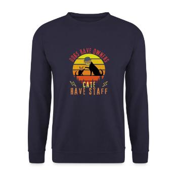 Hunde haben Besitzer - Katzen haben Personal - Unisex Pullover - Navy - Vorne - Alina (178cm) & Michal (187cm)