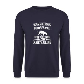 Personensuchhund coole Hunde machen Mantrailing - Unisex Pullover - Navy - Vorne - Alina (178cm) & Michal (187cm)