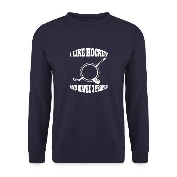 Eishockeyspieler Hockeyfan Eishockey Eishockeyteam - Unisex Pullover - Navy - Vorne - Alina (178cm) & Michal (187cm)