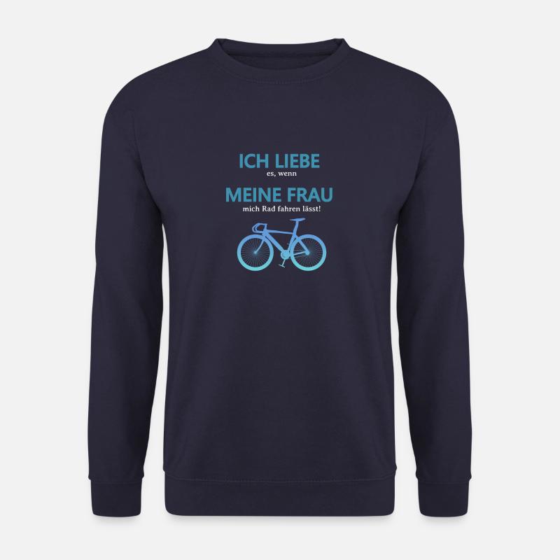 Rennrad Liebe meine Frau 3D Blau türkis Seite - Unisex Pullover - Navy