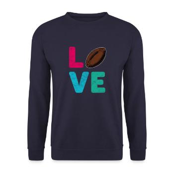 Love Football lustiges funny Design Tshirt - Unisex Pullover - Navy - Vorne - Alina (178cm) & Michal (187cm)