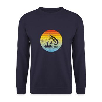 Fishing Fishing Fishing Fishing Fish hooks - Unisex Sweatshirt - navy - Front - Alina (178cm) & Michal (187cm)