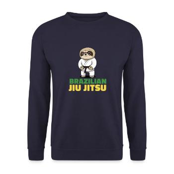 Brazilian Jiu Jitsu und Grappling Faultier - Unisex Pullover - Navy - Vorne - Alina (178cm) & Michal (187cm)