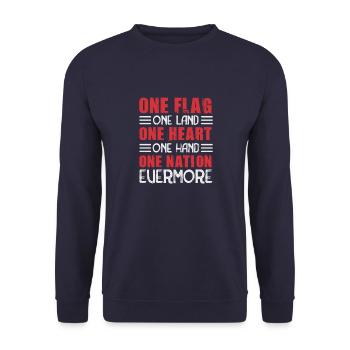 ONE FLAG ONE LAND ONE HEART ONE HAND ONE NATION - Unisex Sweatshirt - navy - Front - Alina (178cm) & Michal (187cm)