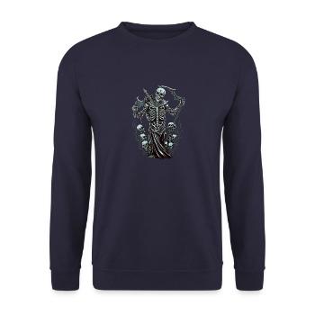 Böse Untote - Tod Okkult Goth Skelett - Unisex Pullover - Navy - Vorne - Alina (178cm) & Michal (187cm)