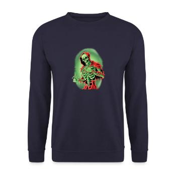 Gespenstisches grünes Skelett - Untoter Tod - Unisex Pullover - Navy - Vorne - Alina (178cm) & Michal (187cm)