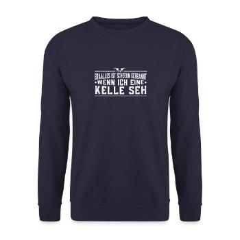 Alles ist schee wenn ich meine Kelle seh Maurer - Unisex Pullover - Navy - Vorne - Alina (178cm) & Michal (187cm)
