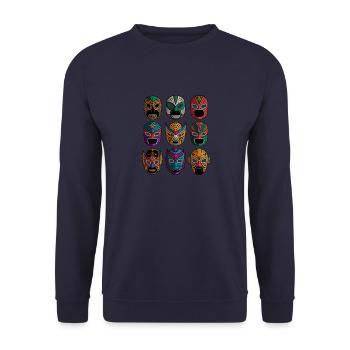 Freestyle Wrestling Retro Lucha Libre Masken - Unisex Pullover - Navy - Vorne - Alina (178cm) & Michal (187cm)