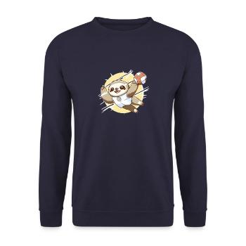 Shibi Volleyball Faultier Jungen Mädchen - - Unisex Pullover - Navy - Vorne - Alina (178cm) & Michal (187cm)